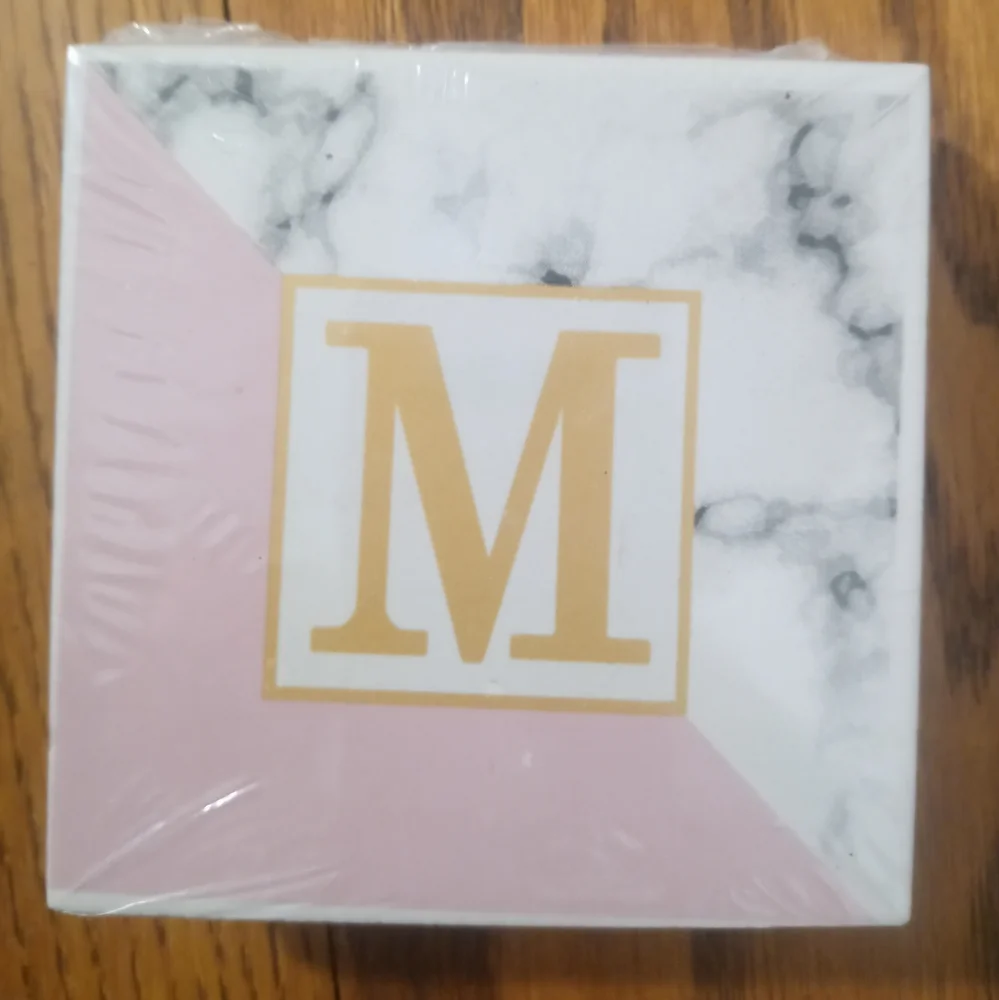 Marbled Letter Ceramic Coaster Set - Four (4) Packs